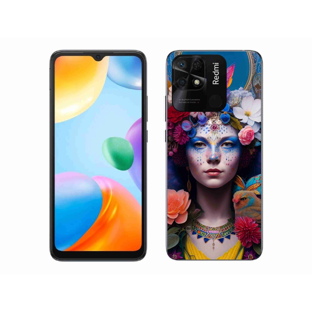Gél borító mmCase a Xiaomi Redmi 10C-hez - nő virágokkal