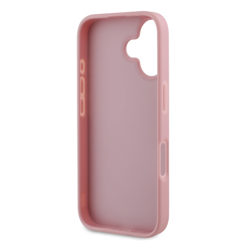 Guess PU Fixed Glitter 4G fém logós hátlap iPhone 16 rózsaszínhez
