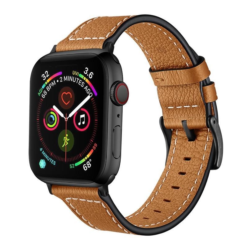 Klasszikus bőrszíj Apple Watch 5/4 40mm, 3/2/1 38mm - világosbarna színben