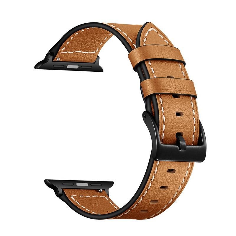Klasszikus bőrszíj Apple Watch 5/4 40mm, 3/2/1 38mm - világosbarna színben