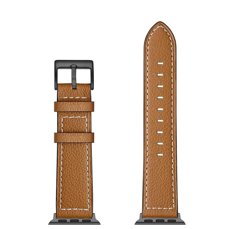 Klasszikus bőrszíj Apple Watch 5/4 40mm, 3/2/1 38mm - világosbarna színben