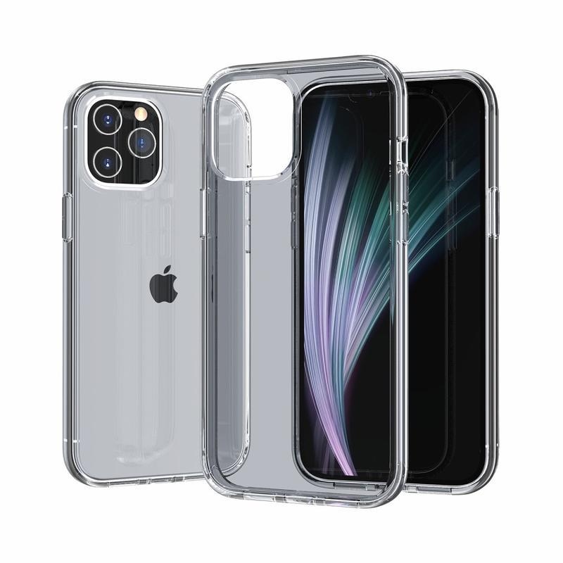 Átlátszó zselés tok fix hátlappal iPhone 12 készülékhez - szürke