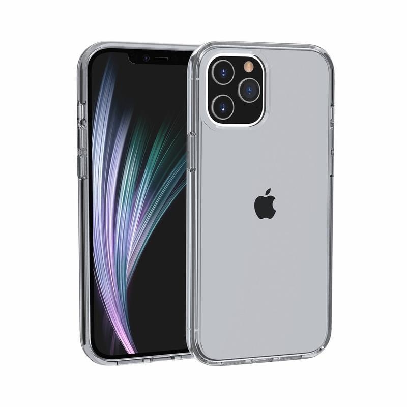 Átlátszó zselés tok fix hátlappal iPhone 12 készülékhez - szürke