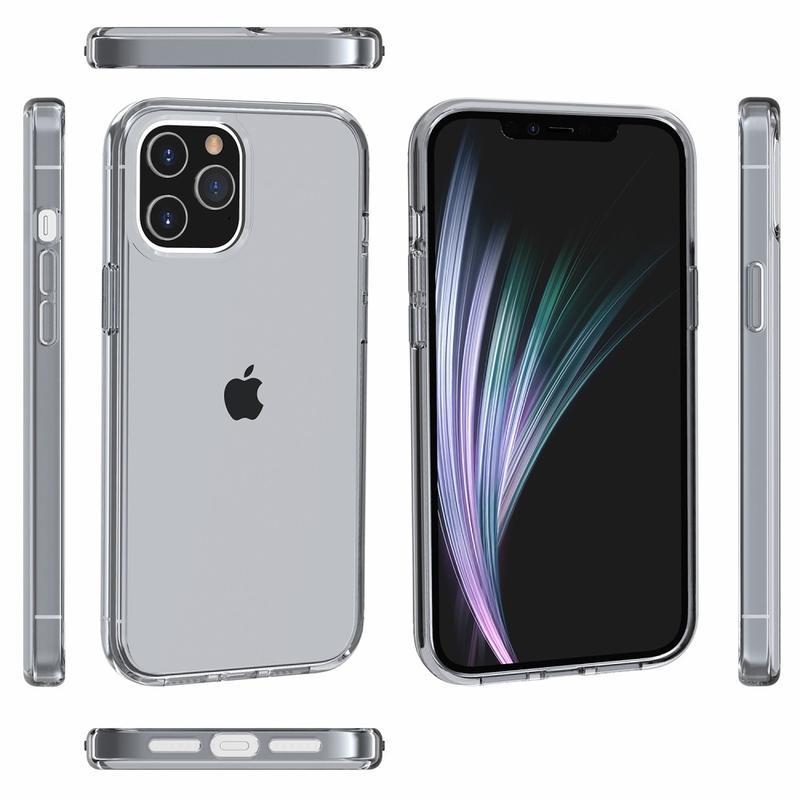 Átlátszó zselés tok fix hátlappal iPhone 12 készülékhez - szürke