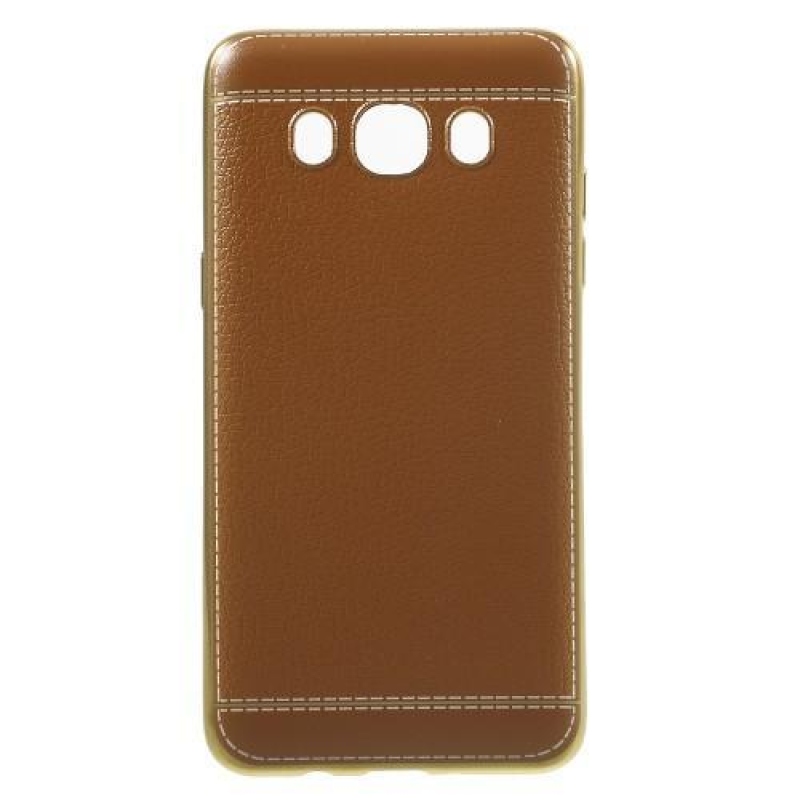 Clothy PU bőr-zselé tok Samsung Galaxy J5 (2016) - világos barna