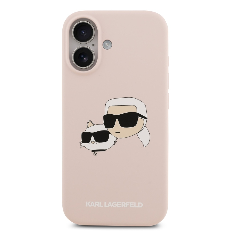 Karl Lagerfeld folyékony szilikon dupla fejű MagSafe hátlap iPhone 17 rózsaszínű iPhone 17-hez