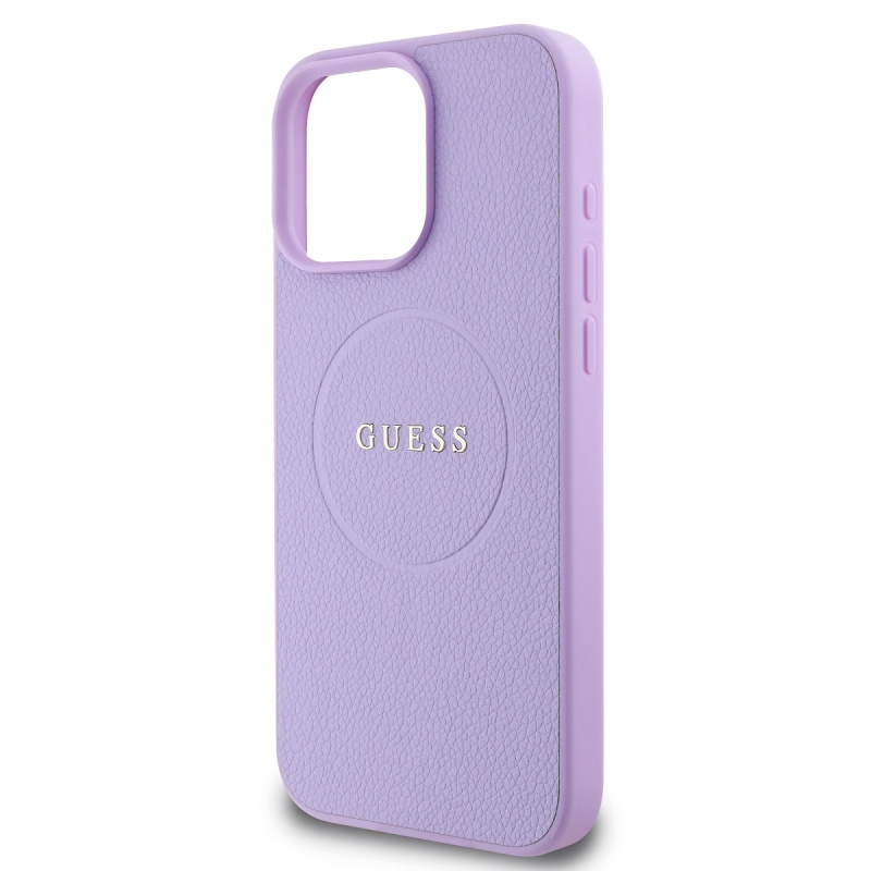 Guess PU szemcsés klasszikus logós MagSafe hátlap az iPhone 16 Pro Max lila 16 Pro Max készülékhez