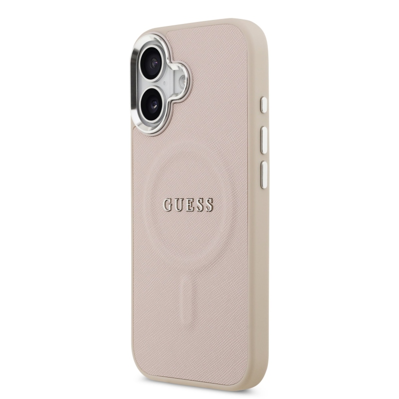 Guess PU Saffiano MagSafe MagSafe hátlap iPhone 17 rózsaszínű borítóhoz