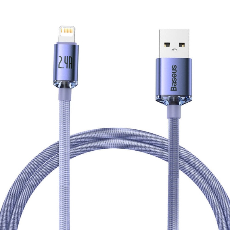 Baseus CAJY000005 Crystal Shine sorozatú adatkábel USB - Lightning 20W 1.2m lila