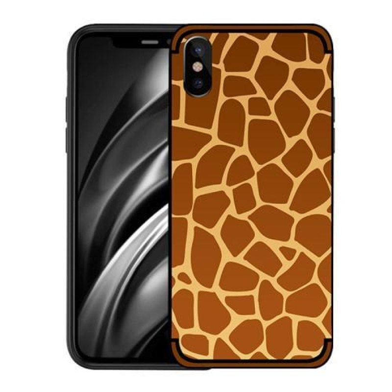 Zselés kabát tok motívummal iPhone X készülékhez - zsiráf
