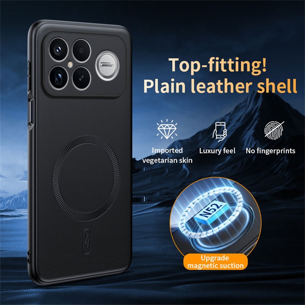 Bevont zselés tok műbőrrel és MagSafe a Xiaomi Poco F8 Ultra 5G-n - fekete