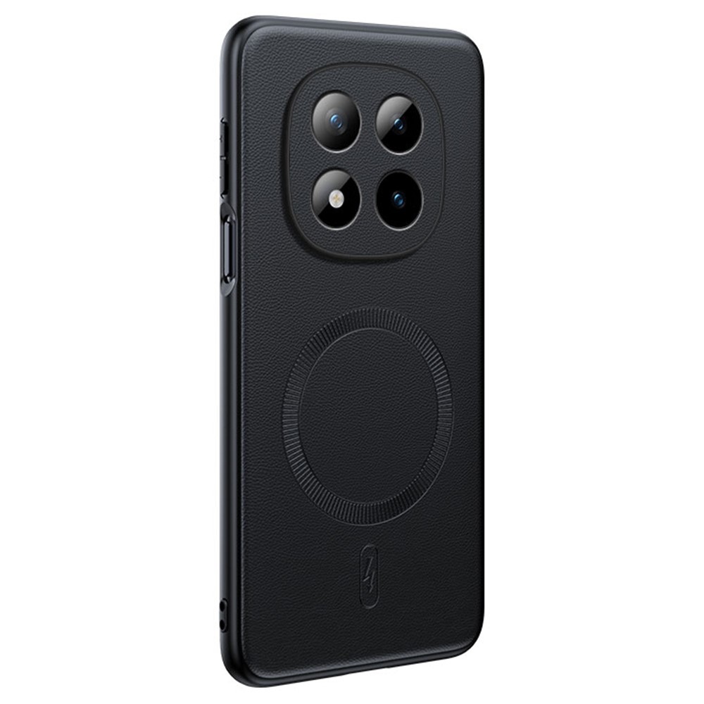 Bevonatos zselés tok műbőrrel és MagSafe a Xiaomi Redmi Note 15 Pro+ 5G-n - fekete