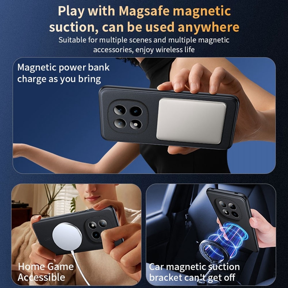 Bevonatos zselés tok műbőrrel és MagSafe a Xiaomi Redmi Note 15 Pro+ 5G-n - fekete