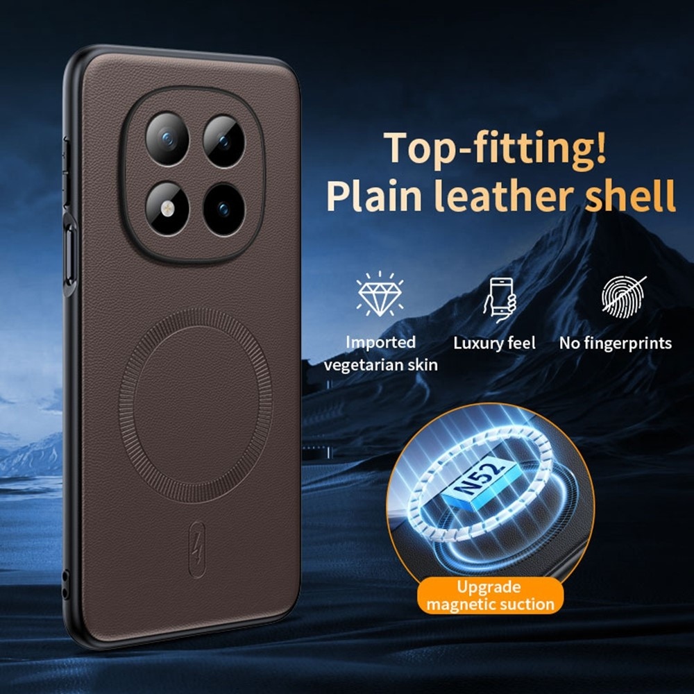 Bevont zselés tok műbőrrel és MagSafe-rel a Xiaomi Redmi Note 15 Pro+ 5G számára - barna színű