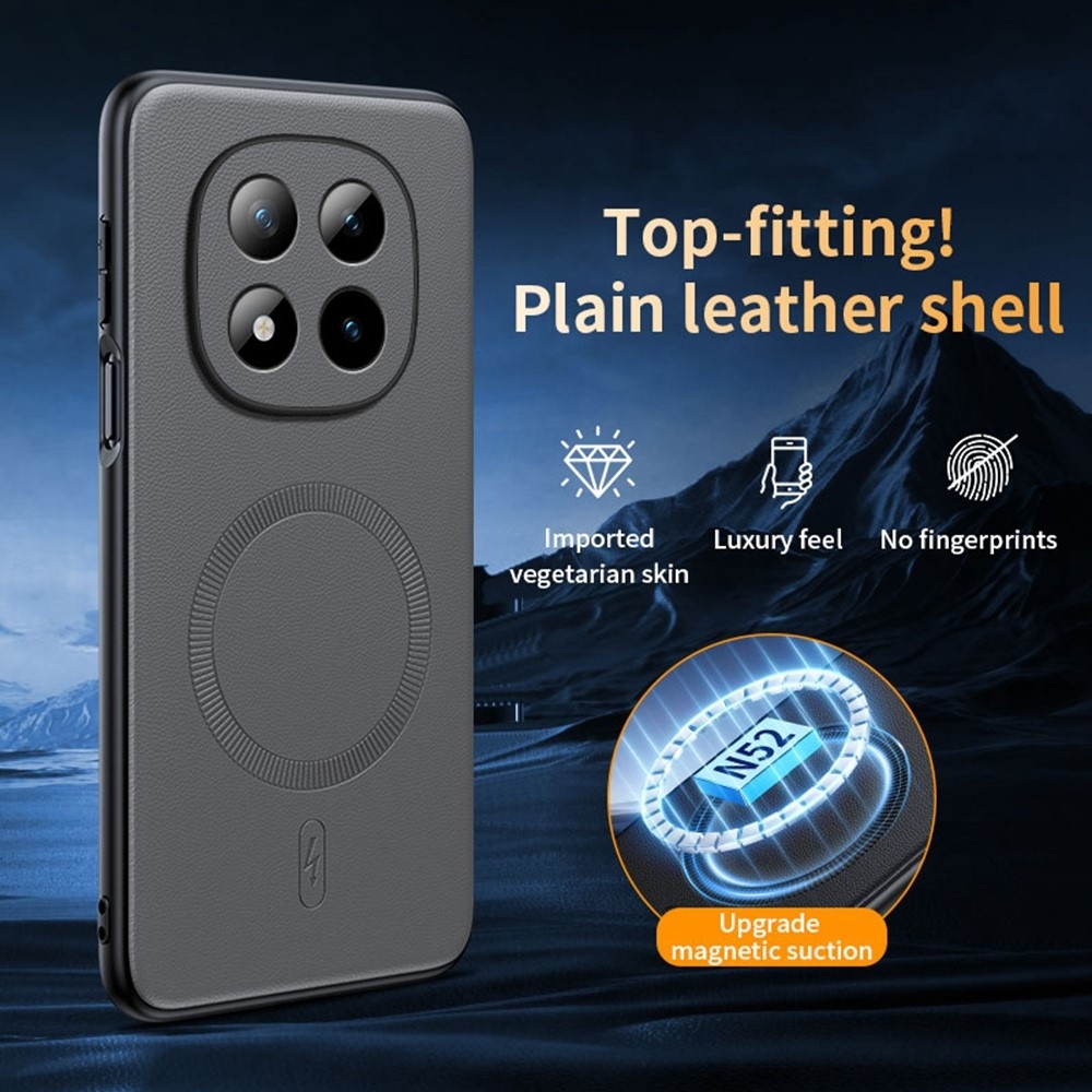 Bevonatos zselés tok műbőrrel és MagSafe a Xiaomi Redmi Note 15 Pro+ 5G - szürke