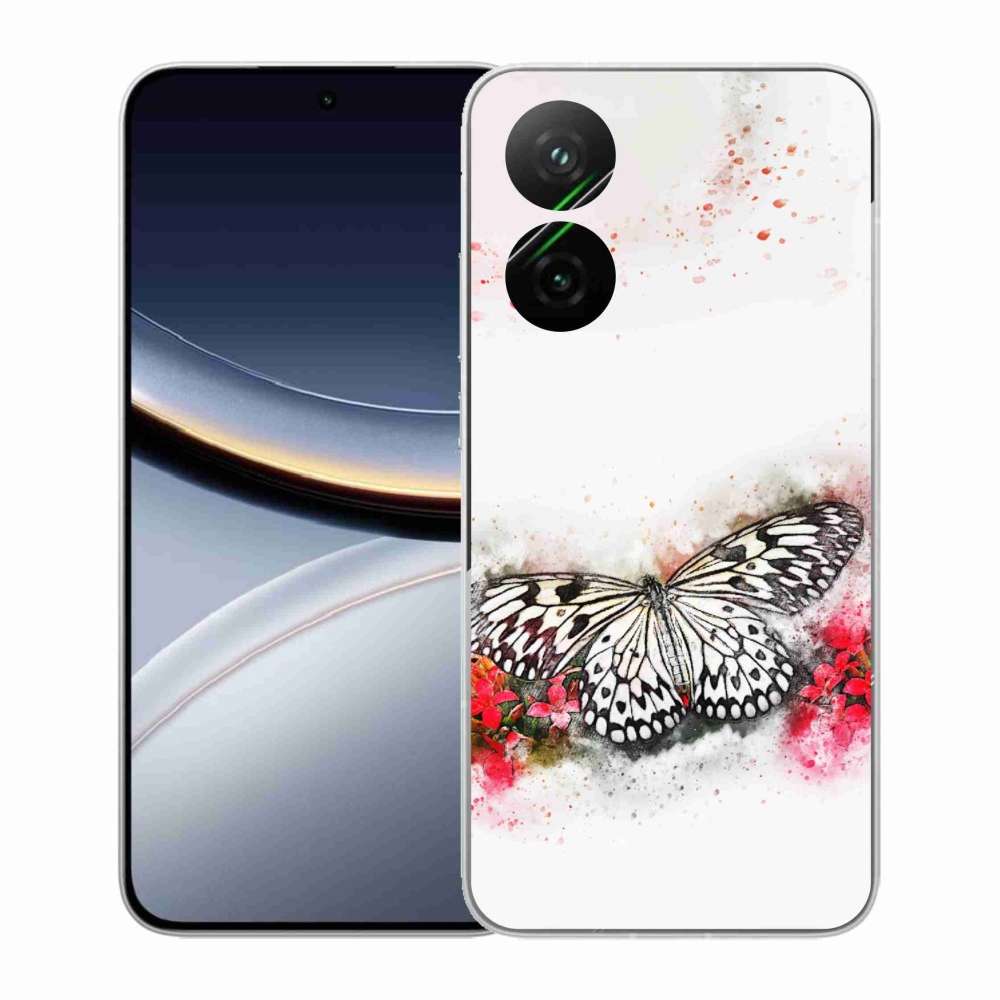 Gél borítás mmCase a Xiaomi Poco F7 5G számára - fekete és fehér pillangó