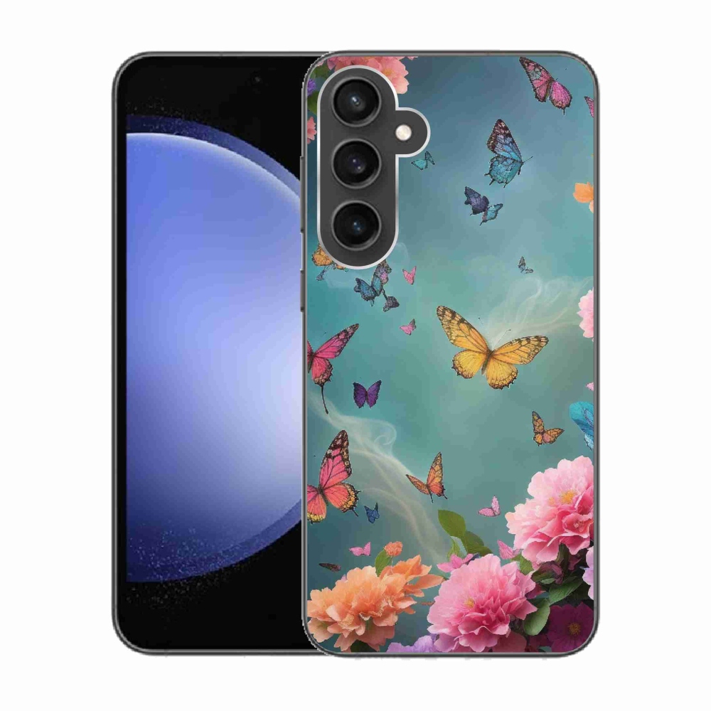 Gél borítás mmCase Samsung Galaxy S23 FE készülékhez - színes virágok és pillangók