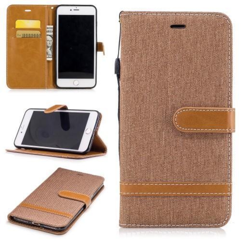Contra PU bőr/textil tok iPhone 8 Plus és 7 Plus készülékhez - bézs színben
