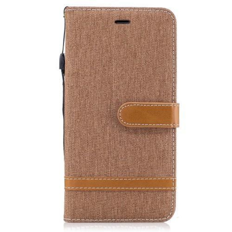 Contra PU bőr/textil tok iPhone 8 Plus és 7 Plus készülékhez - bézs színben