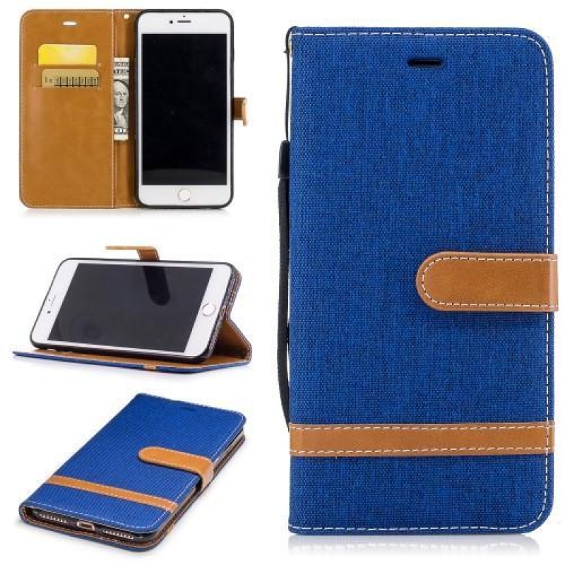 Contra PU bőr/textil tok iPhone 8 Plus és 7 Plus készülékhez - kék