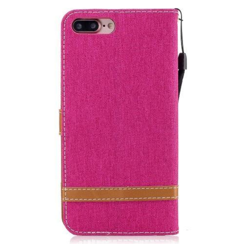 Contra PU bőr/textil tok iPhone 8 Plus és 7 Plus készülékhez - rózsaszínű