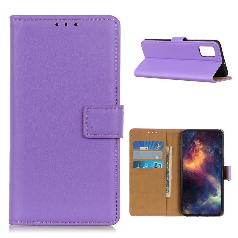 Fedél PU bőr pénztárca tok Samsung Galaxy M51-hez - lila