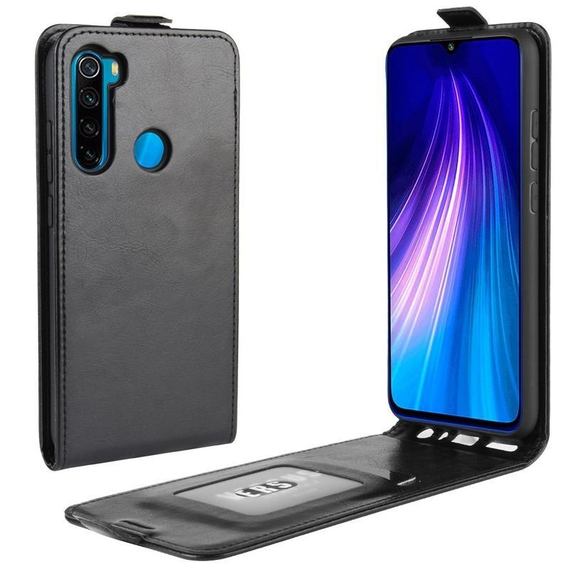 Őrült flip PU bőr pénztárca tok Xiaomi Redmi Note 8T-hez - fekete