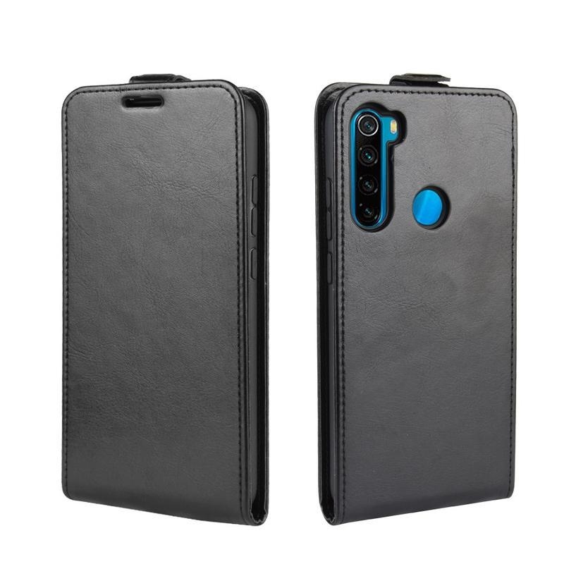 Őrült flip PU bőr pénztárca tok Xiaomi Redmi Note 8T-hez - fekete