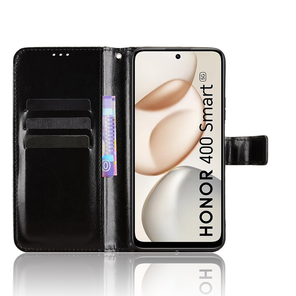 Őrült könyvtáska a Honor 400 Smart 5G/4G/Honor X7d számára - fekete