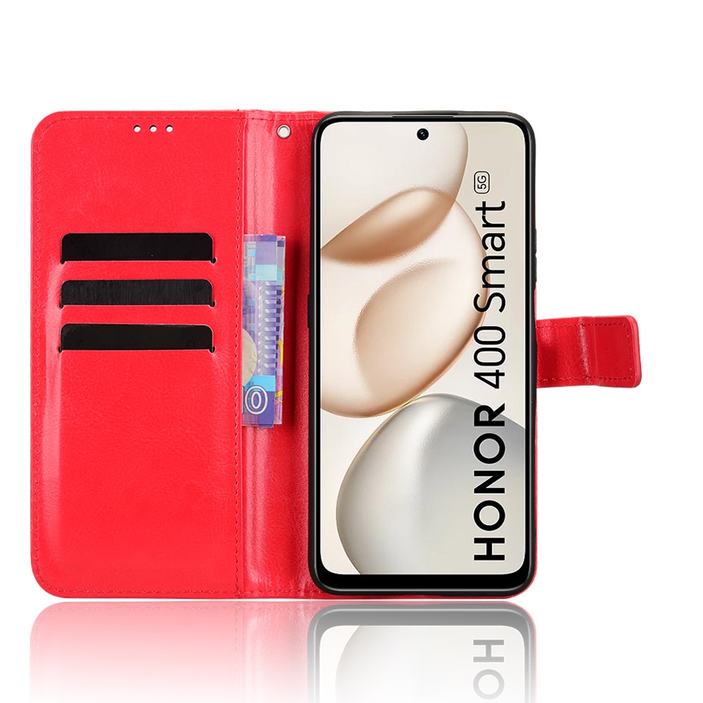 Őrült könyvtáska a Honor 400 Smart 5G/4G/Honor X7d-hez - piros színű