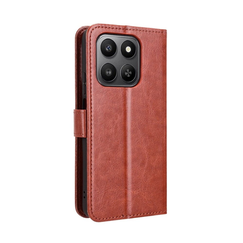 Őrült könyvtáska a Honor 400 Smart 5G/4G/Honor X7d számára - barna színű