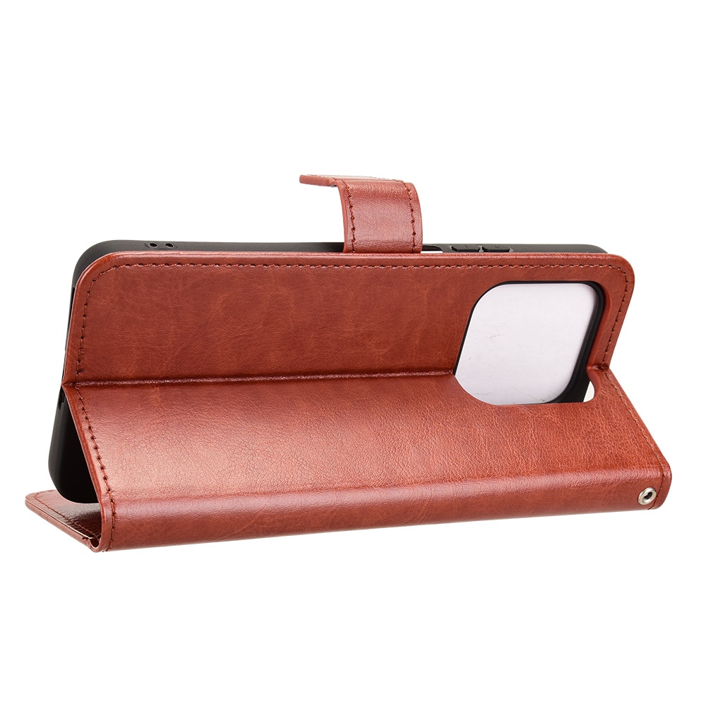 Őrült könyvtáska a Honor 400 Smart 5G/4G/Honor X7d számára - barna színű