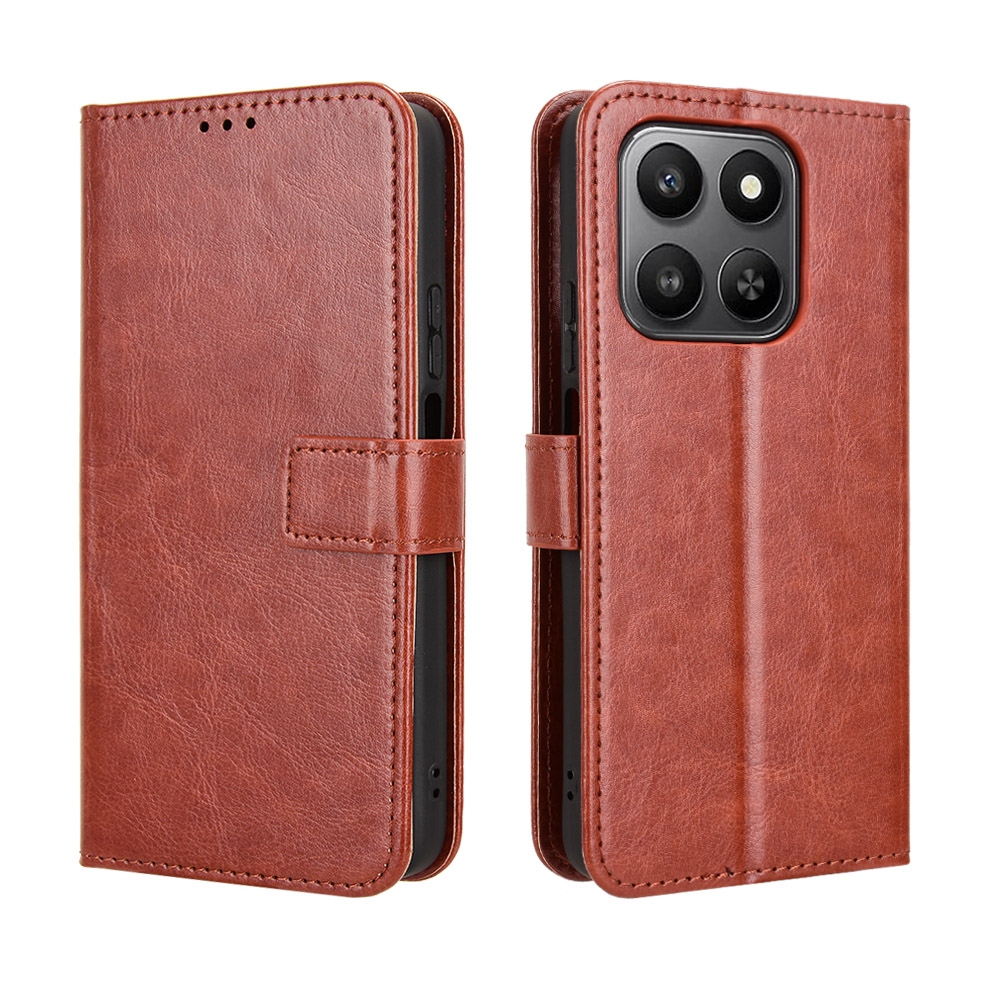 Őrült könyvtáska a Honor 400 Smart 5G/4G/Honor X7d számára - barna színű