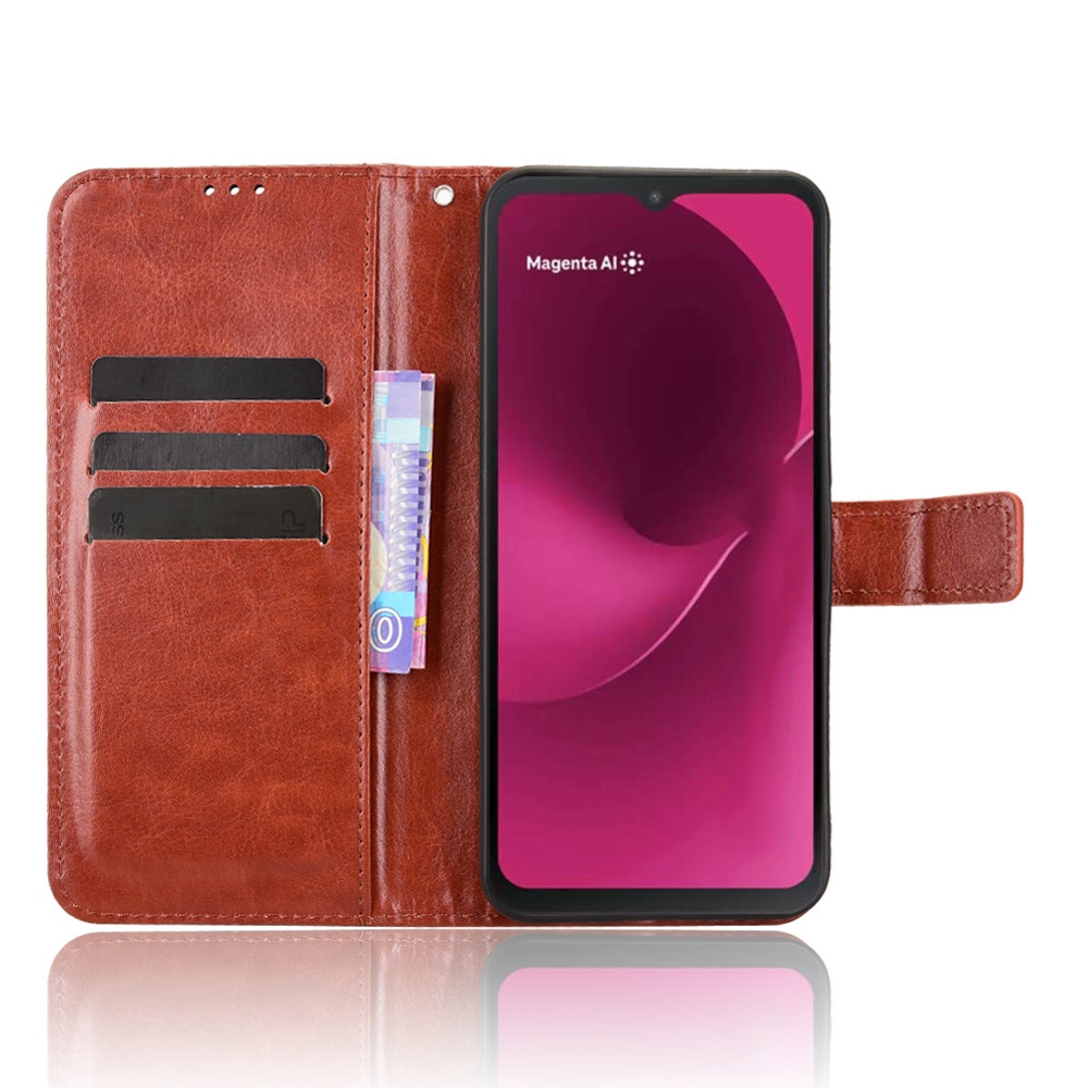 Őrült könyv tok a T-Mobile T Phone 3-hoz - barna színű