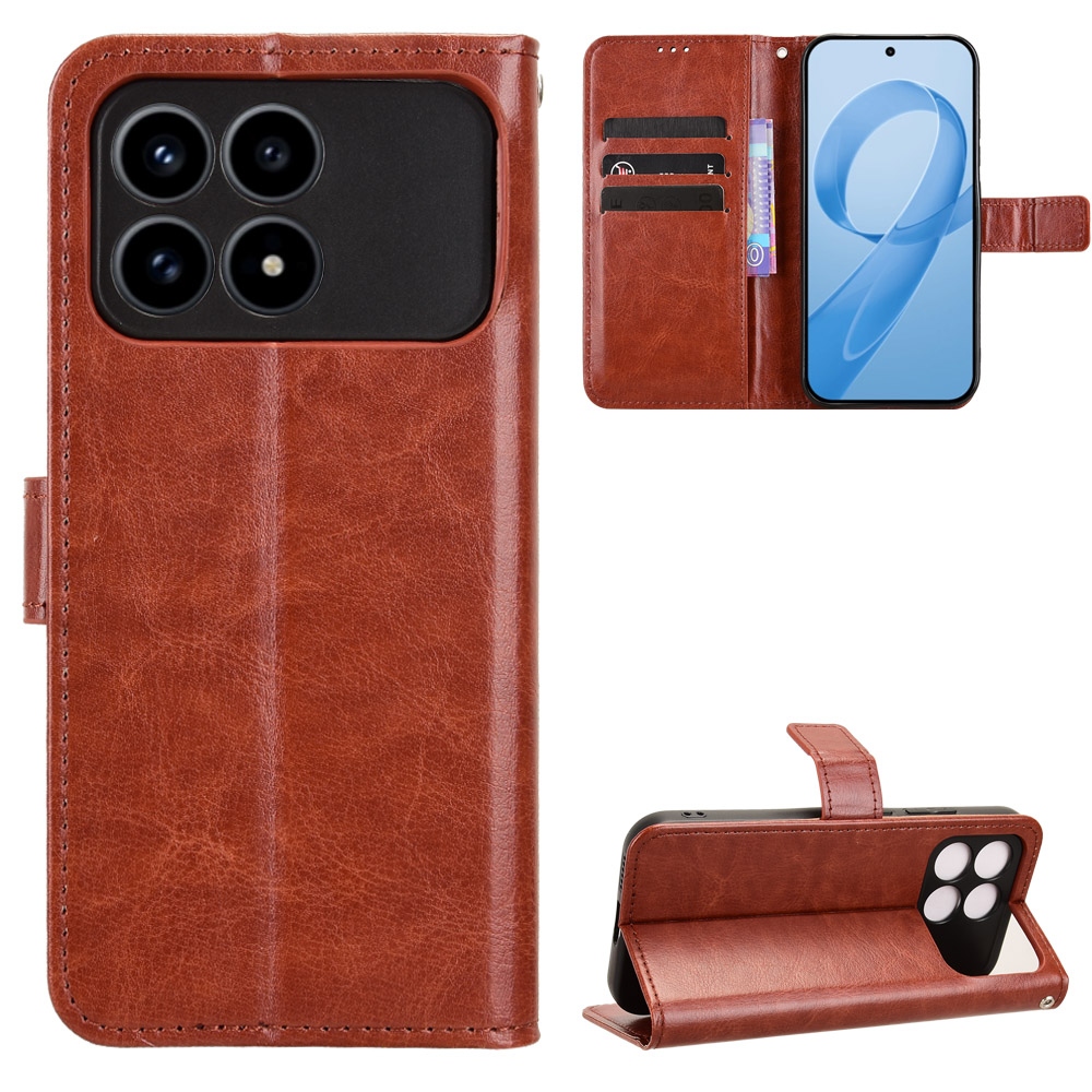 Őrült könyv tok a Xiaomi Poco F8 Pro 5G-hez - barna színben