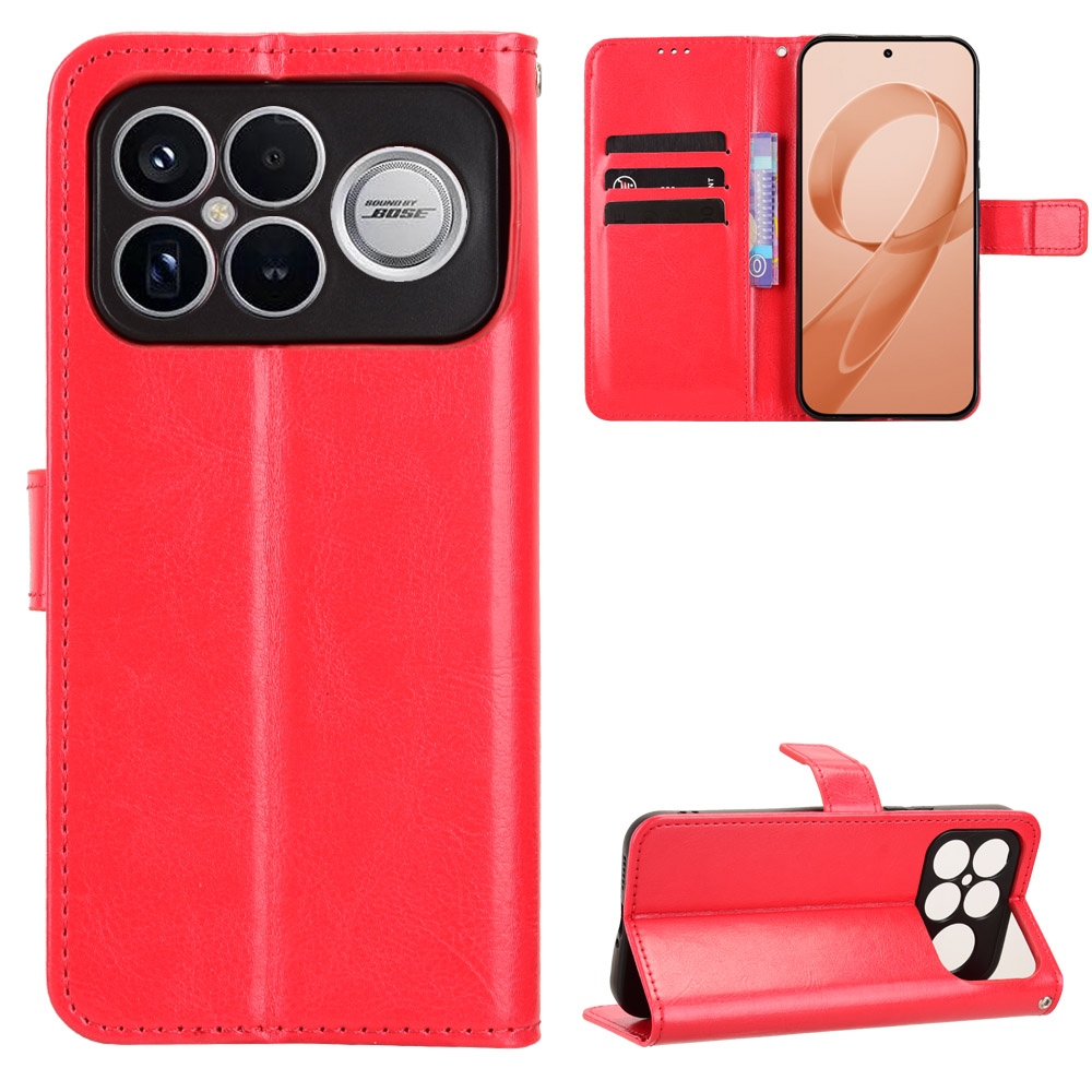 Őrült könyv tok a Xiaomi Poco F8 Ultra 5G-hez - piros