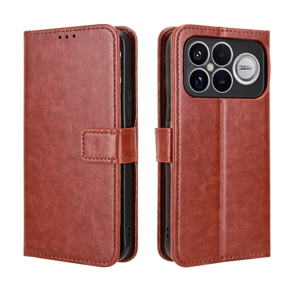 Őrült könyv tok a Xiaomi Poco F8 Ultra 5G-hez - barna színben