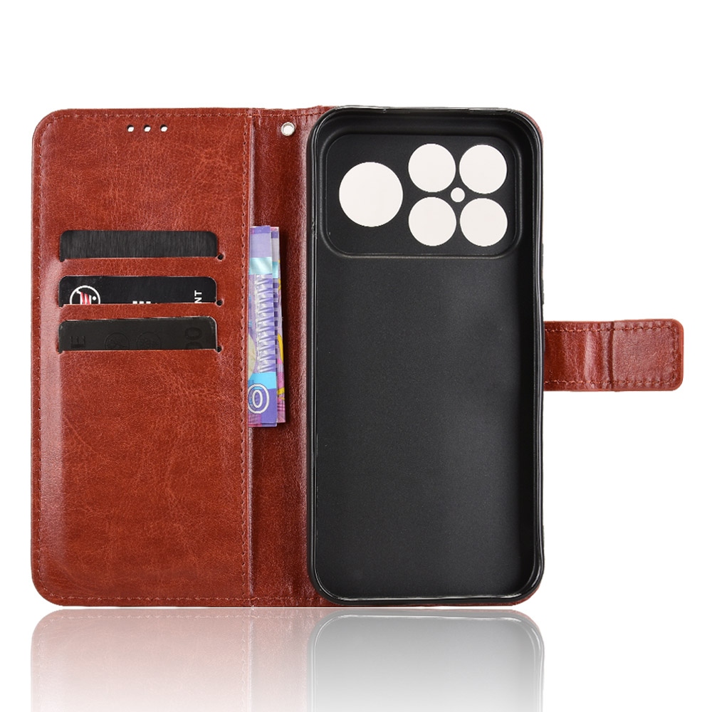 Őrült könyv tok a Xiaomi Poco F8 Ultra 5G-hez - barna színben