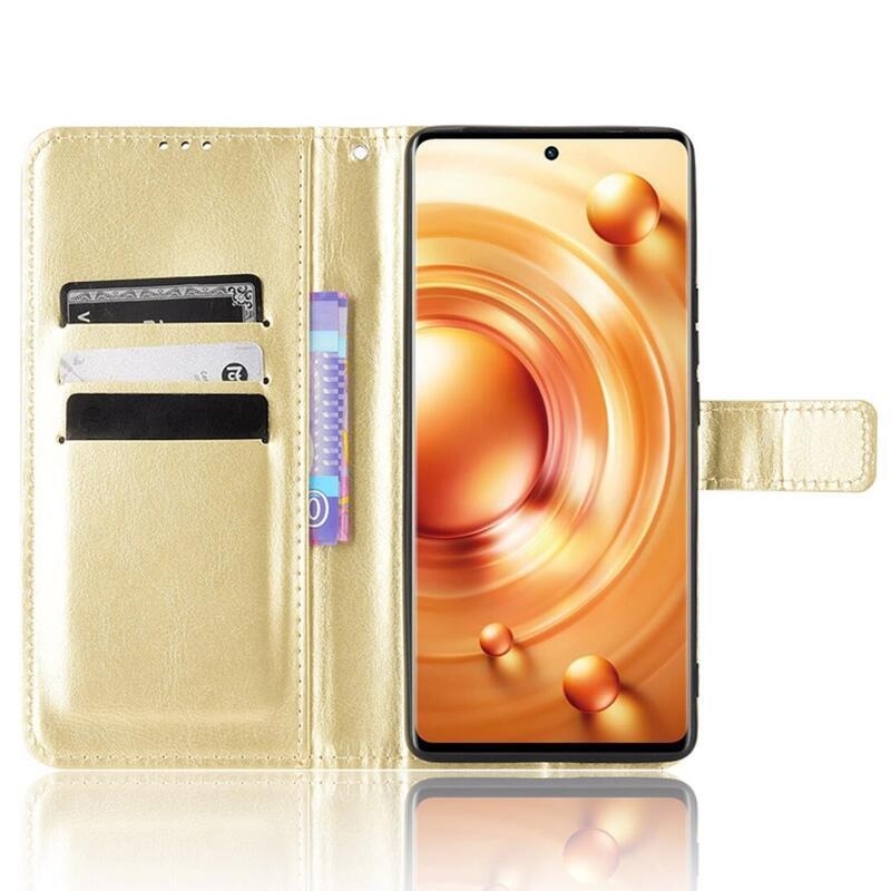 Őrült pénztárca tok mobiltelefonhoz Vivo X80 Pro - arany színű