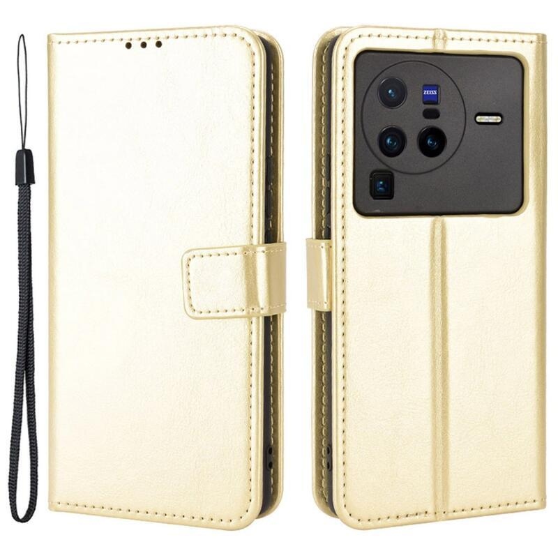 Őrült pénztárca tok mobiltelefonhoz Vivo X80 Pro - arany színű