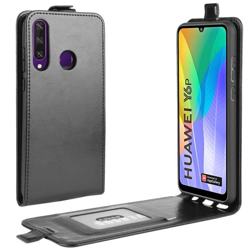 Őrült PU bőr tok Huawei Y6p-hez - fekete