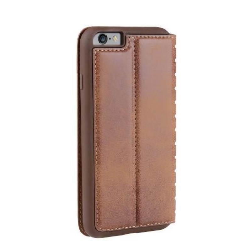 Őrült PU bőr tok iPhone 6 Plus és iPhone 6s Plus készülékhez - barna színben