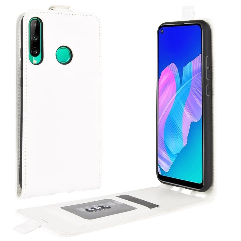 Őrült PU bőr pénztárca flip tok Huawei P40 Lite E - fehér