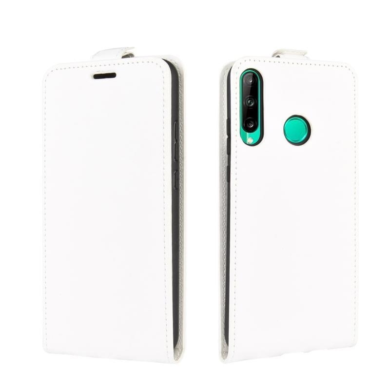 Őrült PU bőr pénztárca flip tok Huawei P40 Lite E - fehér