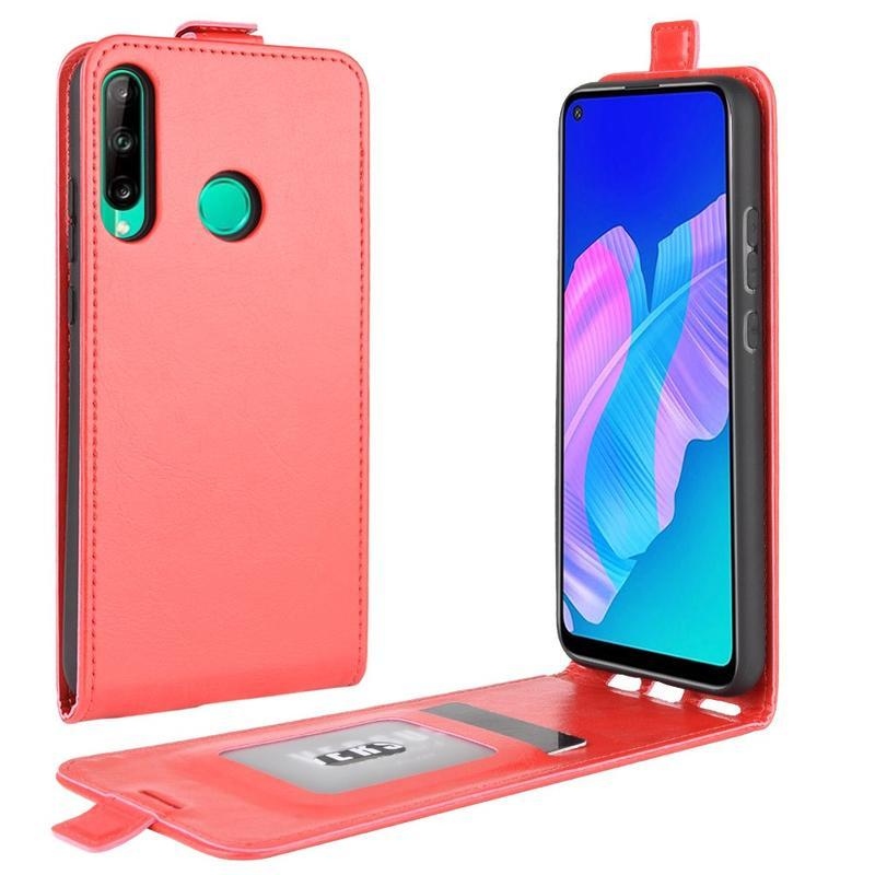 Őrült PU bőr pénztárca tok a Huawei P40 Lite E számára - piros