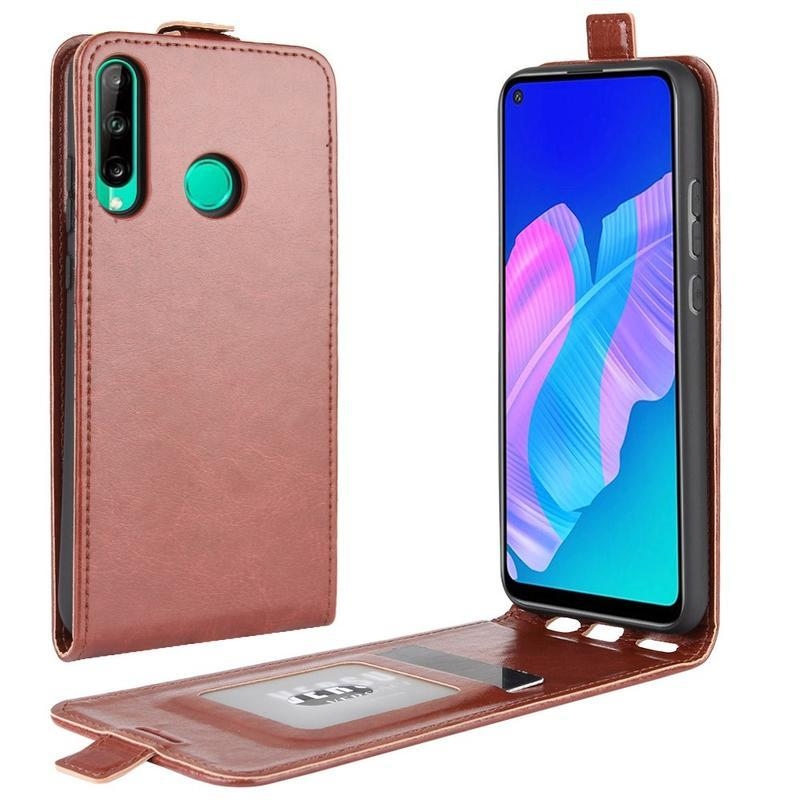 Őrült PU bőr pénztárca tok a Huawei P40 Lite E számára - barna