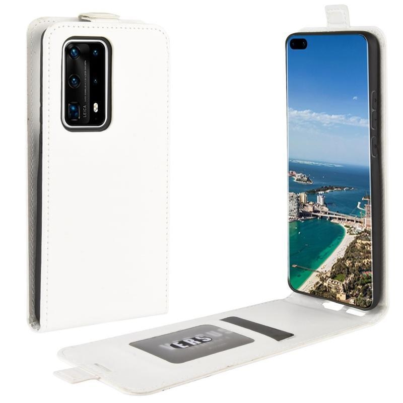 Őrült PU bőr pénztárca tok a Huawei P40 Pro-hoz - fehér
