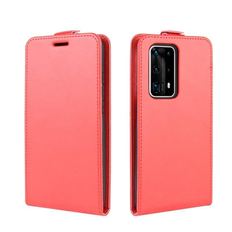 Őrült PU bőr pénztárca tok a Huawei P40 Pro-hoz - piros