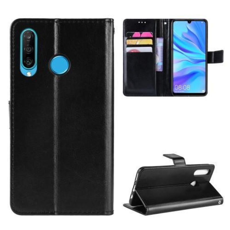 Őrült PU bőr pénztárca tok Honor 20 Lite/Honor 20e - fekete