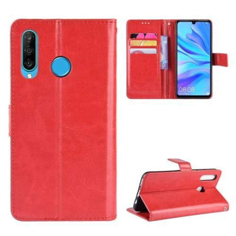 Őrült PU bőr pénztárca tok Honor 20 Lite/Honor 20e - piros
